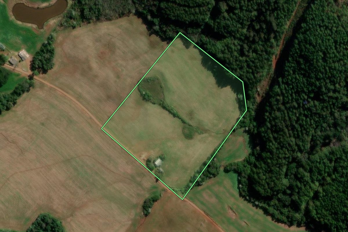 Imagem de satélite do imóvel rural em Francisco Beltrão (PR), com o contorno declarado no CAR desenhado por cima.