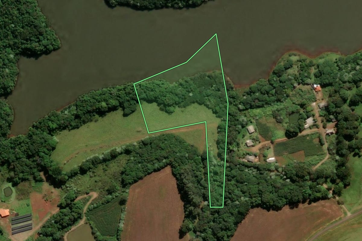 Imagem de satélite do imóvel rural em Francisco Beltrão (PR), com o contorno declarado no CAR desenhado por cima.