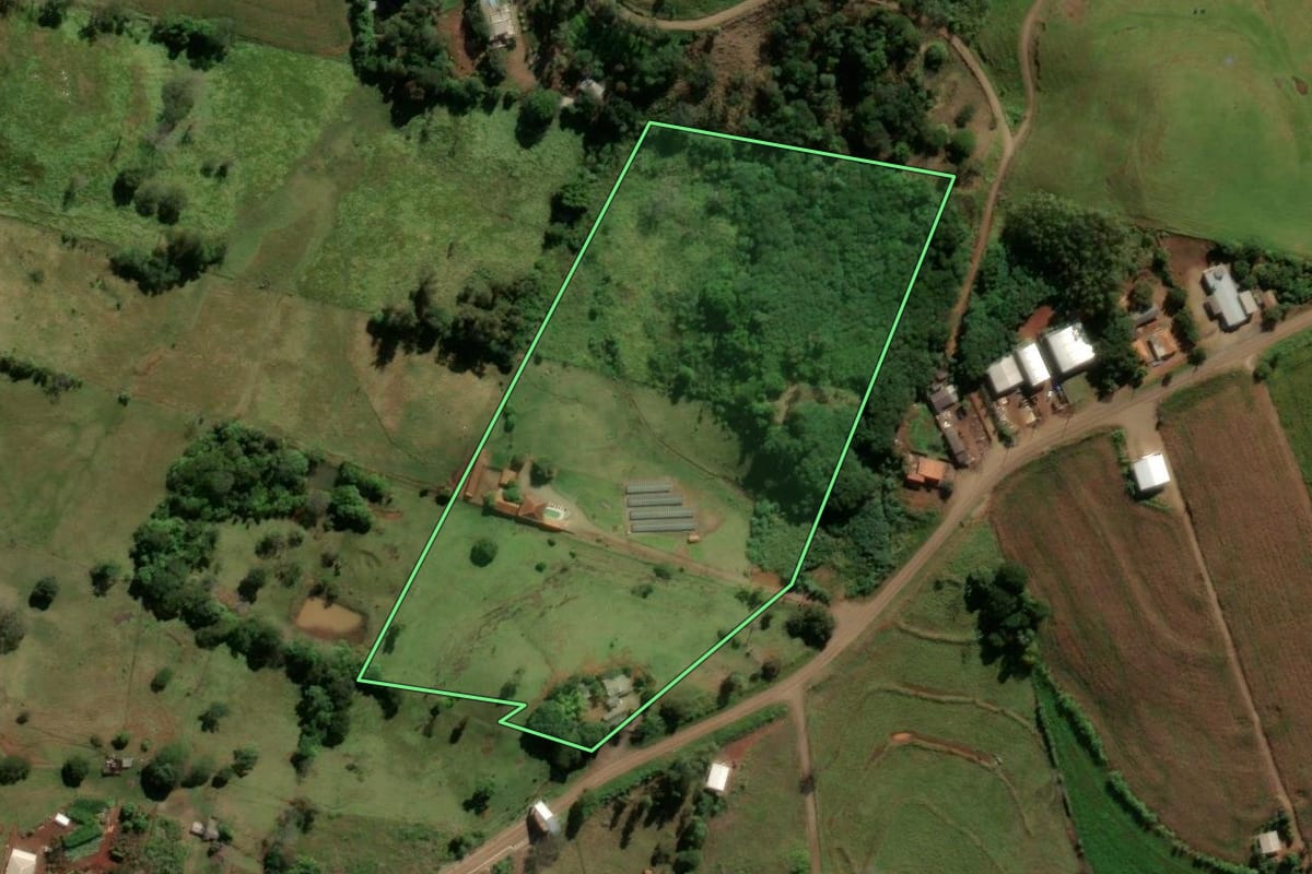 Imagem de satélite do imóvel rural em Godoy Moreira (PR), com o contorno declarado no CAR desenhado por cima.