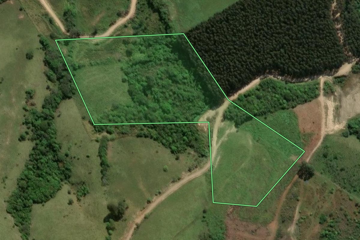 Imagem de satélite do imóvel rural em Guamiranga (PR), com o contorno declarado no CAR desenhado por cima.