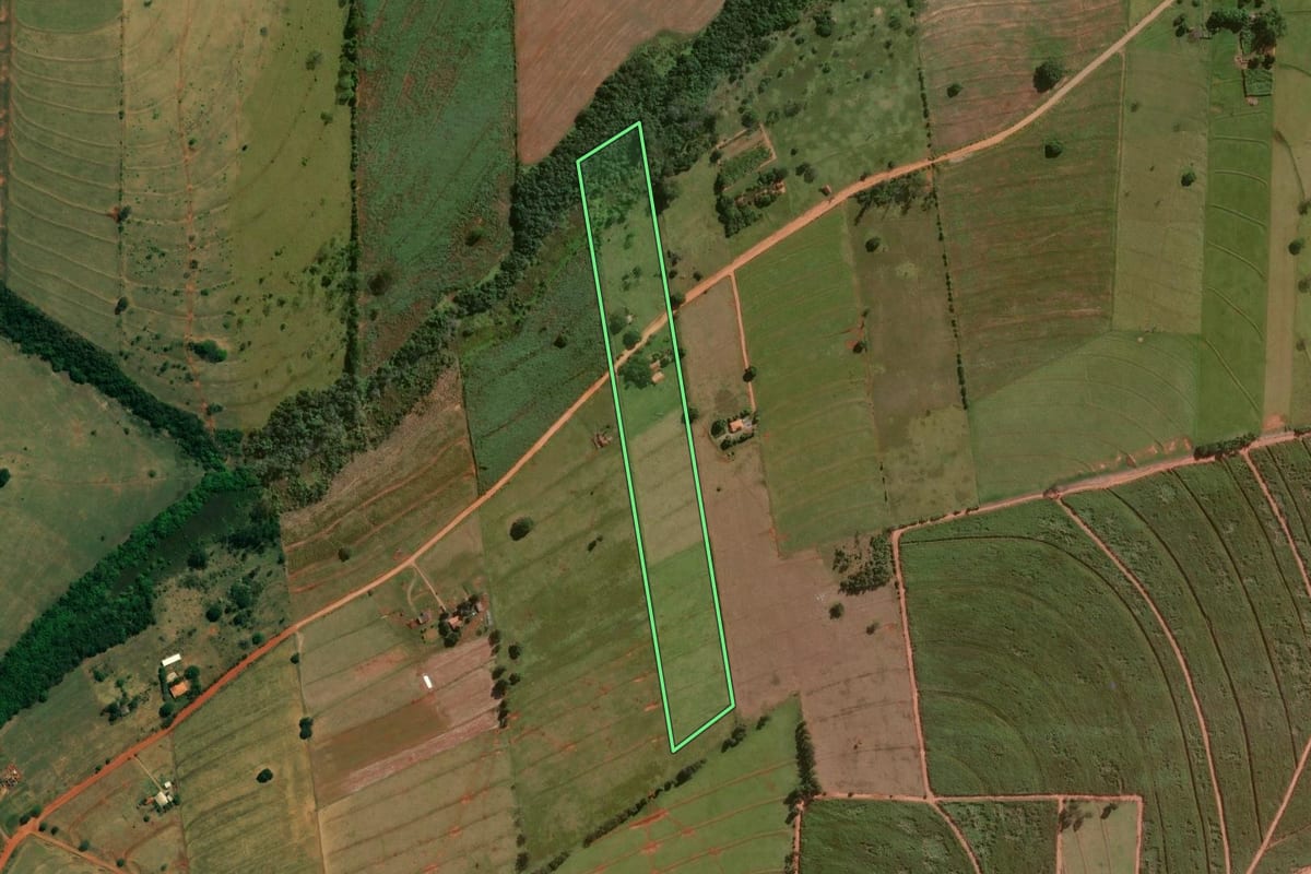 Imagem de satélite do imóvel rural em Guaraci (PR), com o contorno declarado no CAR desenhado por cima.