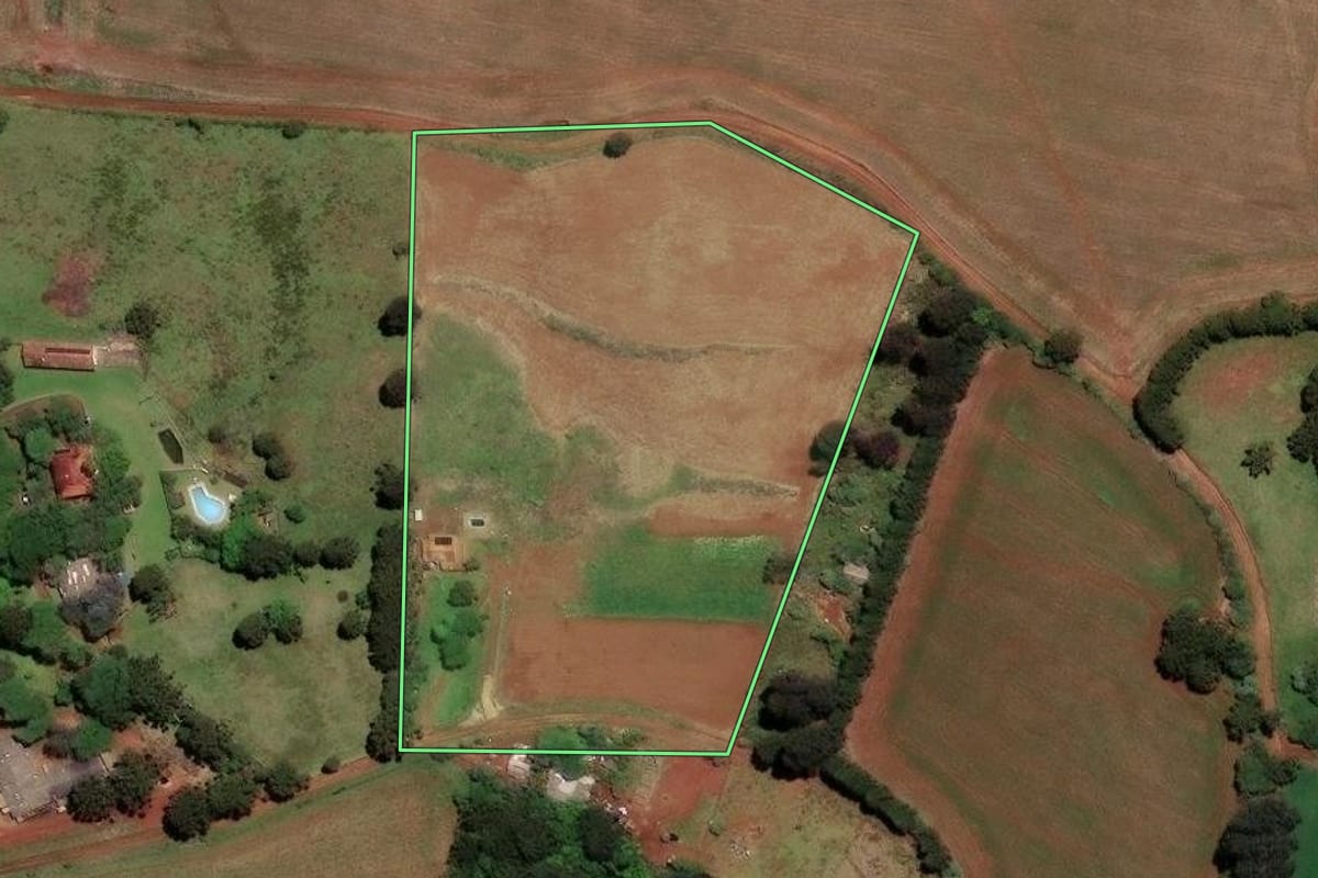 Imagem de satélite do imóvel rural em Guarapuava (PR), com o contorno declarado no CAR desenhado por cima.