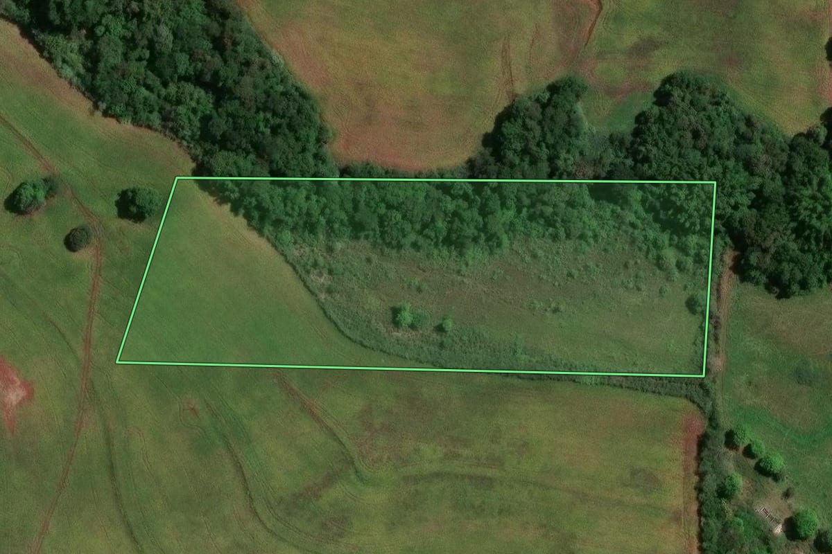 Imagem de satélite do imóvel rural em Ibiporã (PR), com o contorno declarado no CAR desenhado por cima.