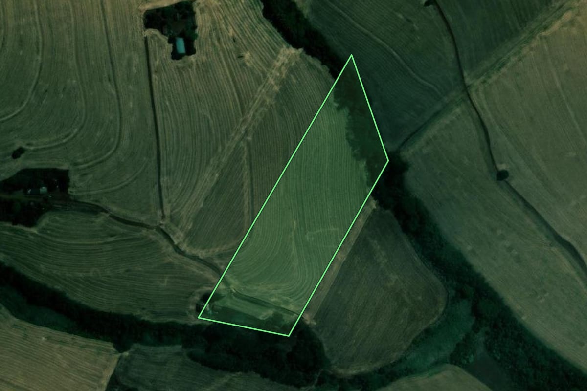 Imagem de satélite do imóvel rural em Ibiporã (PR), com o contorno declarado no CAR desenhado por cima.