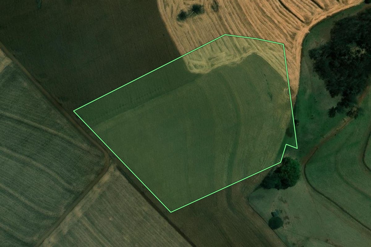 Imagem de satélite do imóvel rural em Ibiporã (PR), com o contorno declarado no CAR desenhado por cima.
