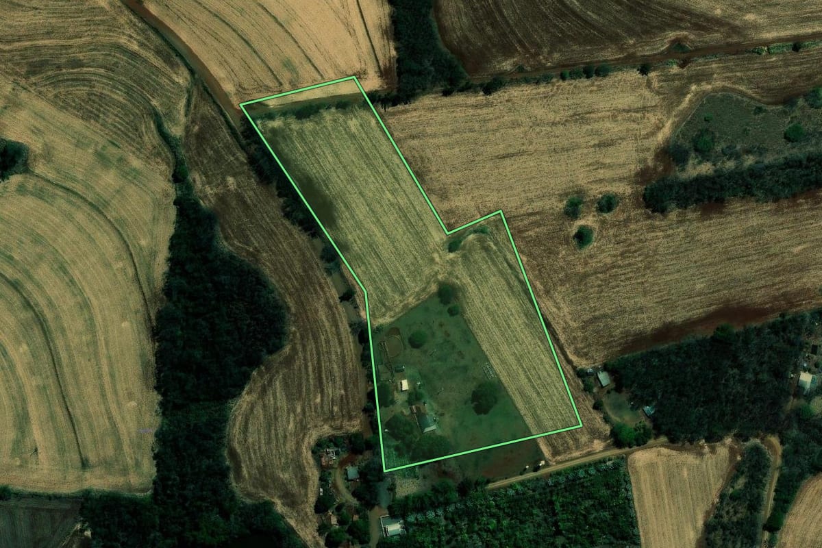 Imagem de satélite do imóvel rural em Ibiporã (PR), com o contorno declarado no CAR desenhado por cima.
