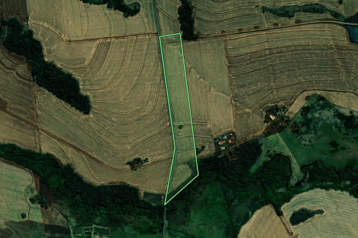 Imagem de satélite do imóvel rural em Ibiporã (PR), com o contorno declarado no CAR desenhado por cima.