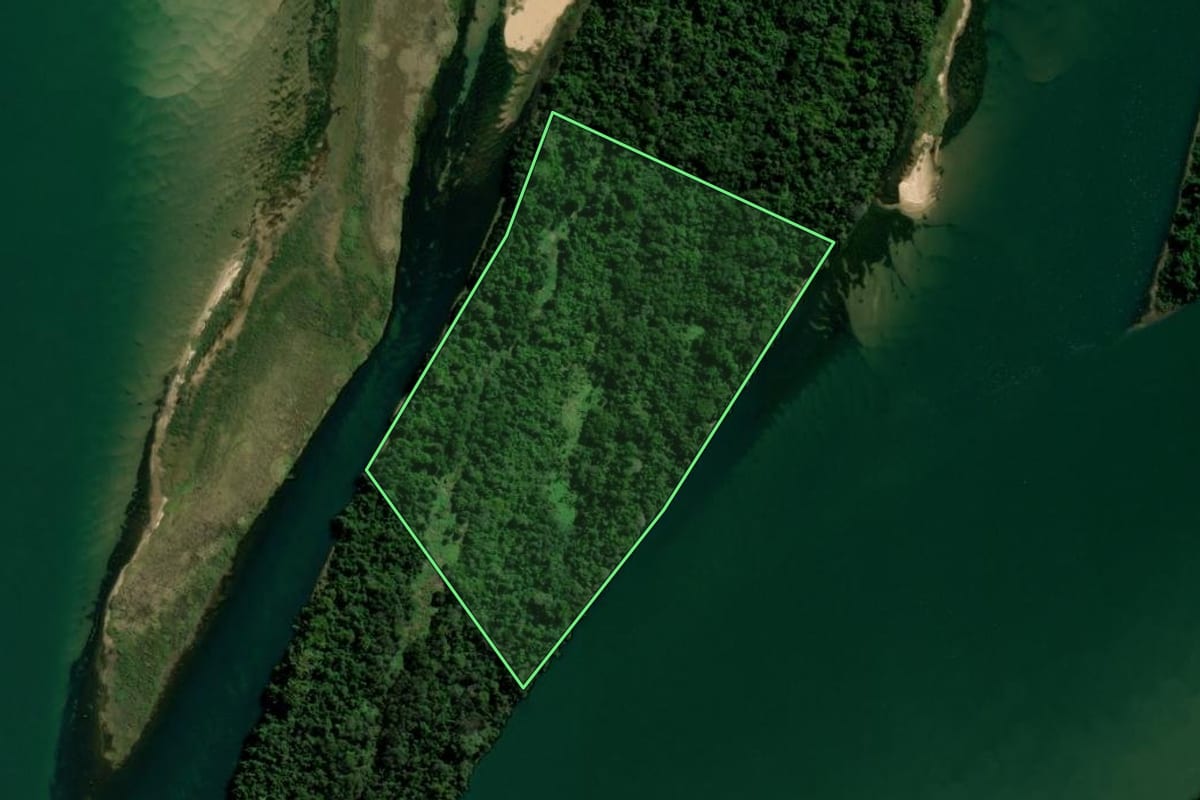 Imagem de satélite do imóvel rural em Icaraíma (PR), com o contorno declarado no CAR desenhado por cima.