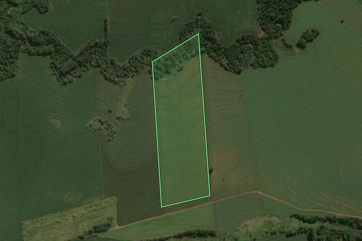 Imagem de satélite do imóvel rural em Iguaraçu (PR), com o contorno declarado no CAR desenhado por cima.