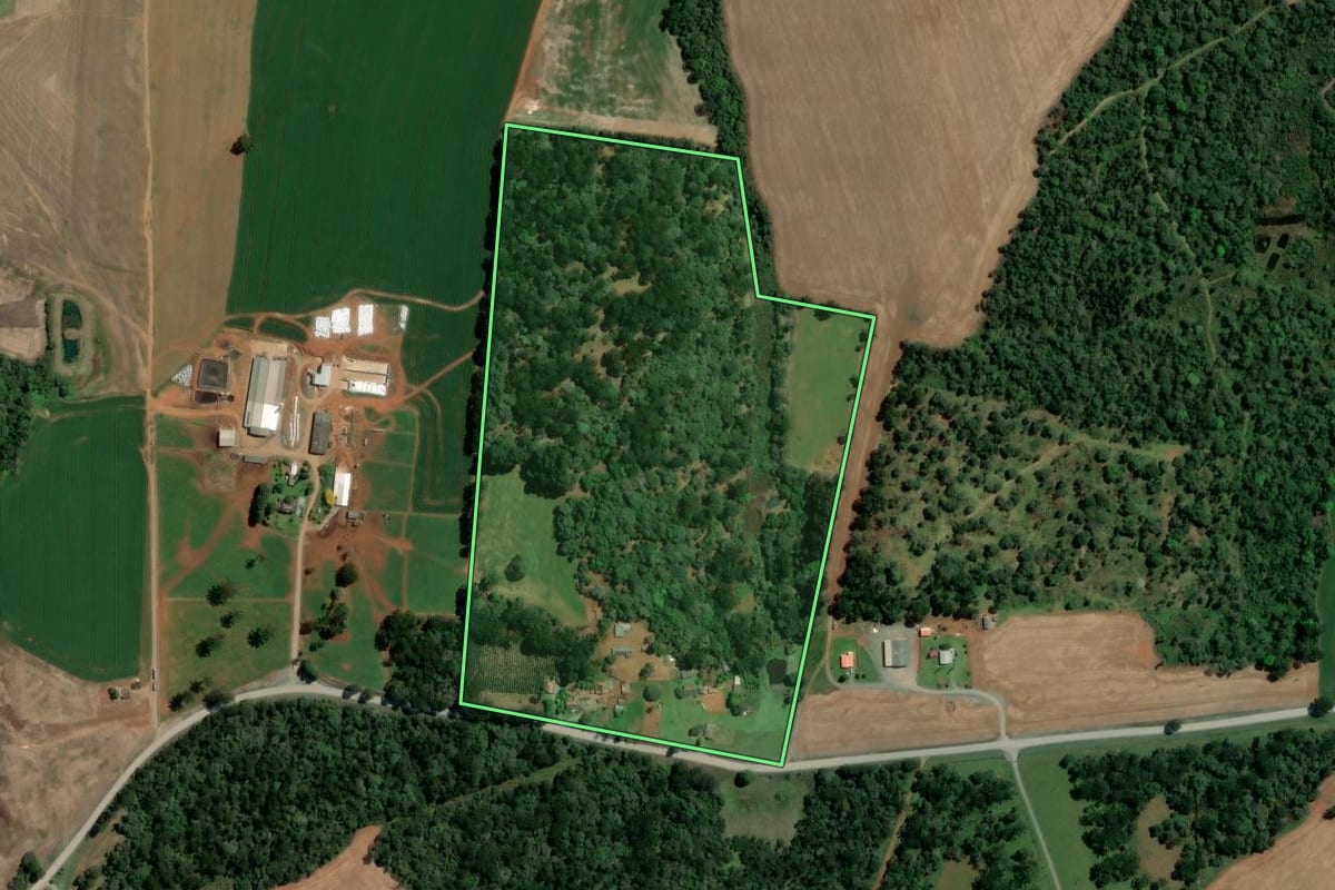Imagem de satélite do imóvel rural em Imbituva (PR), com o contorno declarado no CAR desenhado por cima.