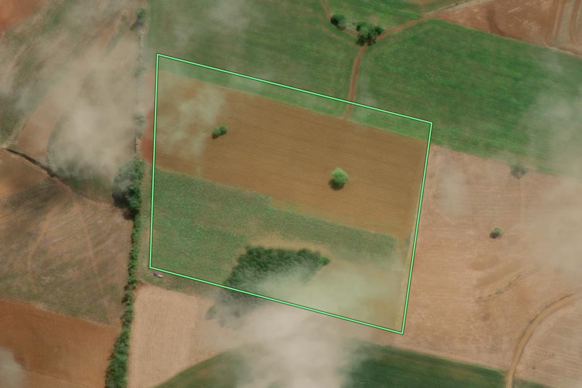 Imagem de satélite do imóvel rural em Imbituva (PR), com o contorno declarado no CAR desenhado por cima.