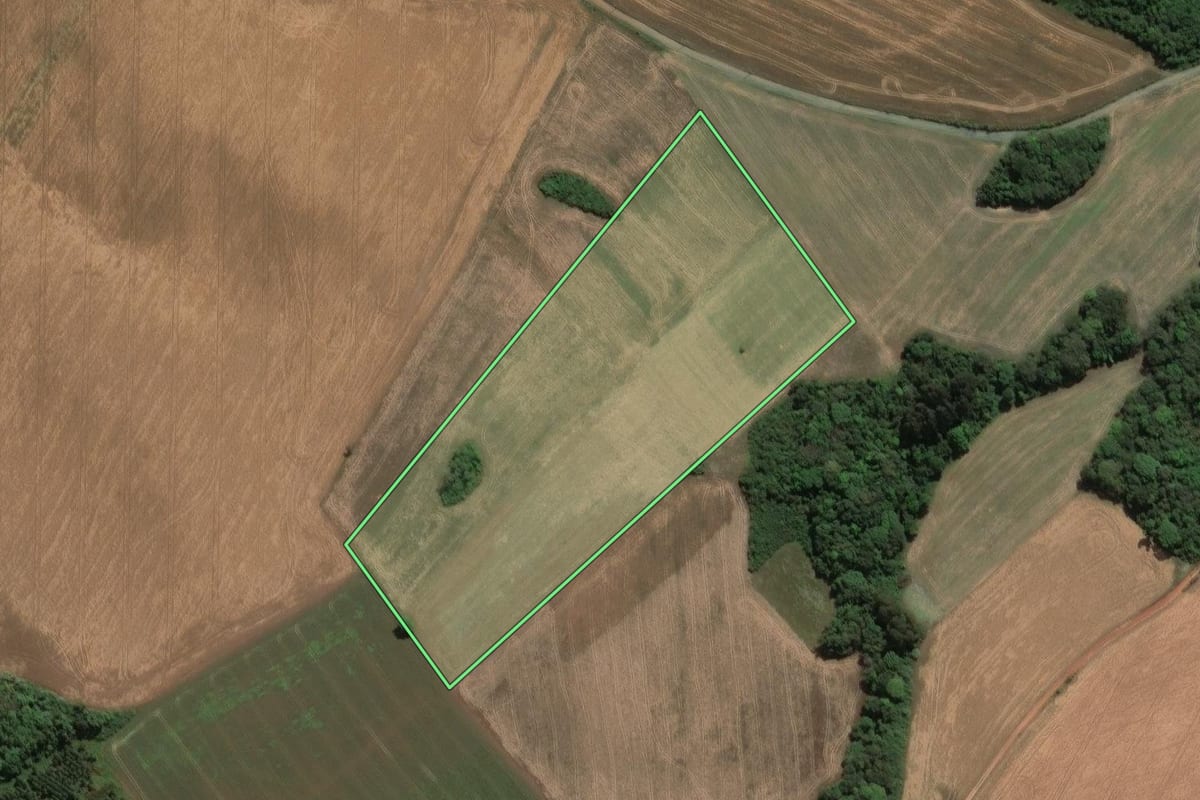 Imagem de satélite do imóvel rural em Imbituva (PR), com o contorno declarado no CAR desenhado por cima.