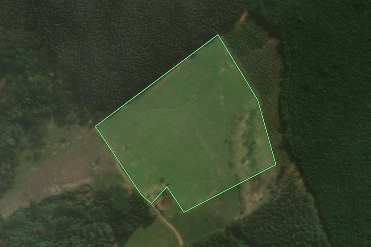 Imagem de satélite do imóvel rural em Imbituva (PR), com o contorno declarado no CAR desenhado por cima.
