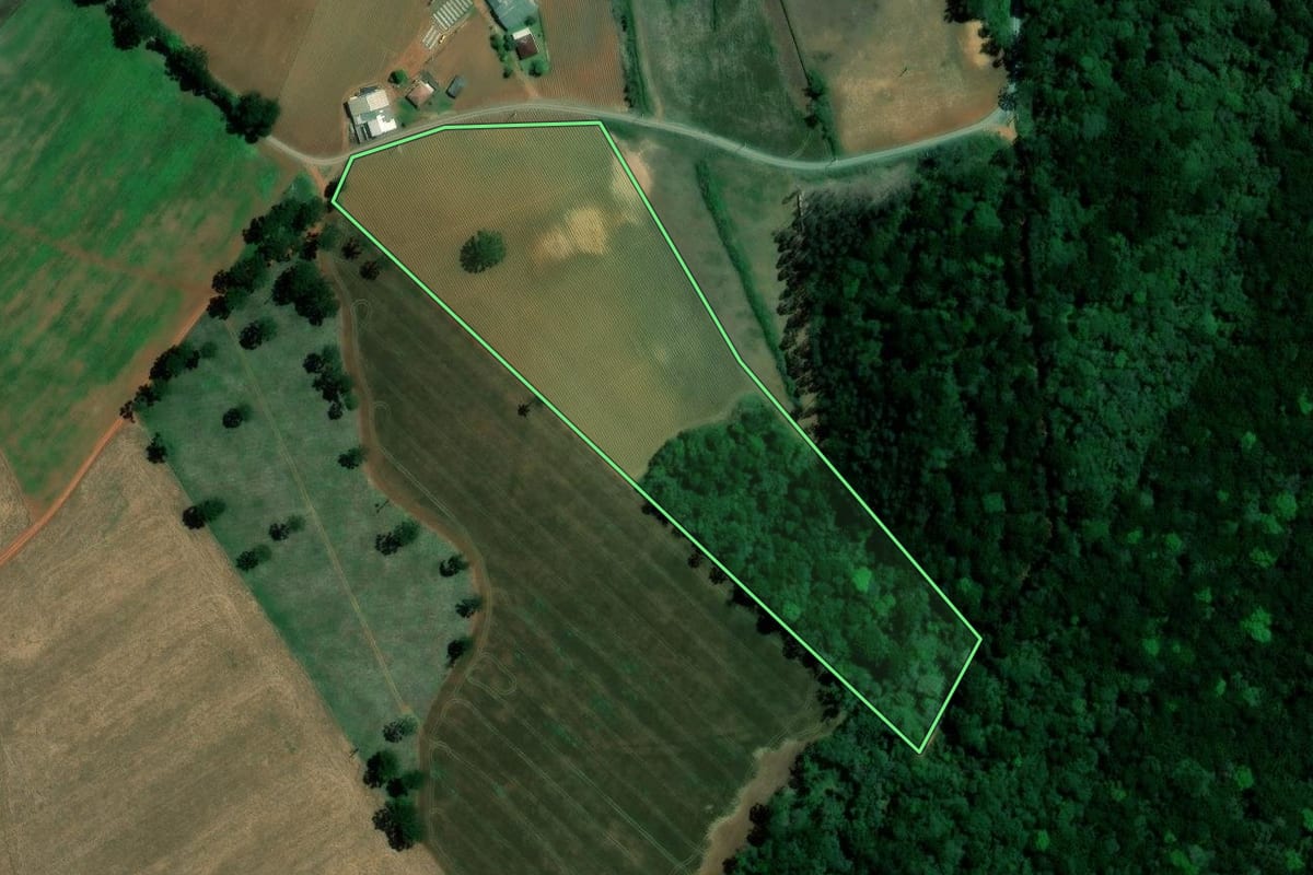 Imagem de satélite do imóvel rural em Imbituva (PR), com o contorno declarado no CAR desenhado por cima.