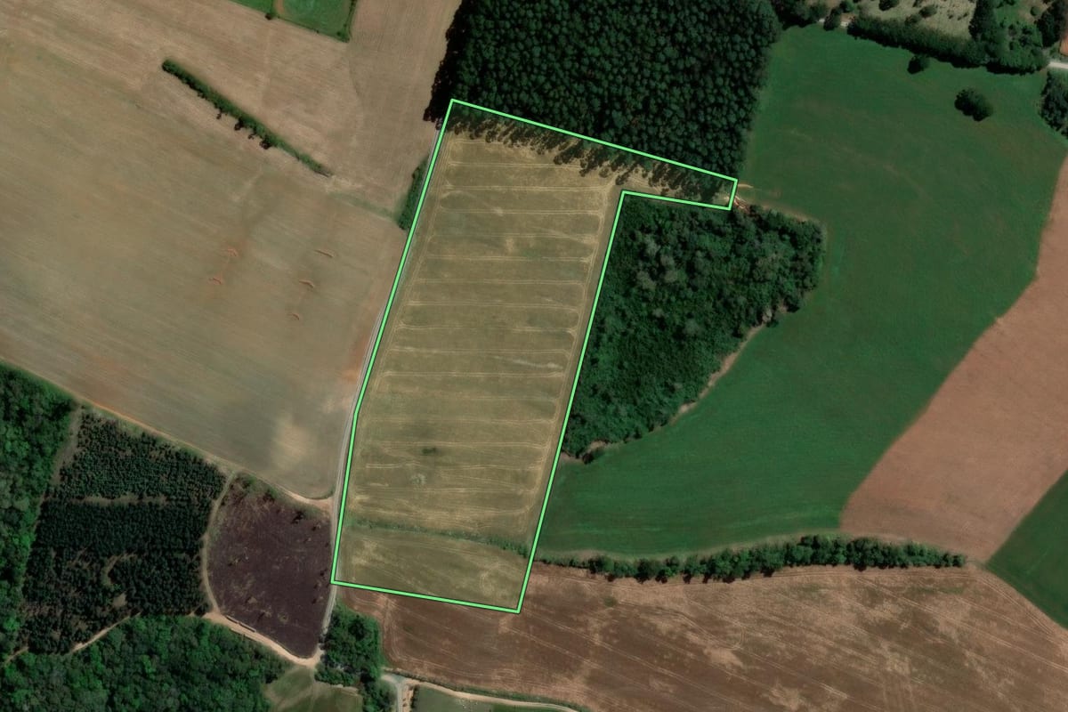 Imagem de satélite do imóvel rural em Imbituva (PR), com o contorno declarado no CAR desenhado por cima.