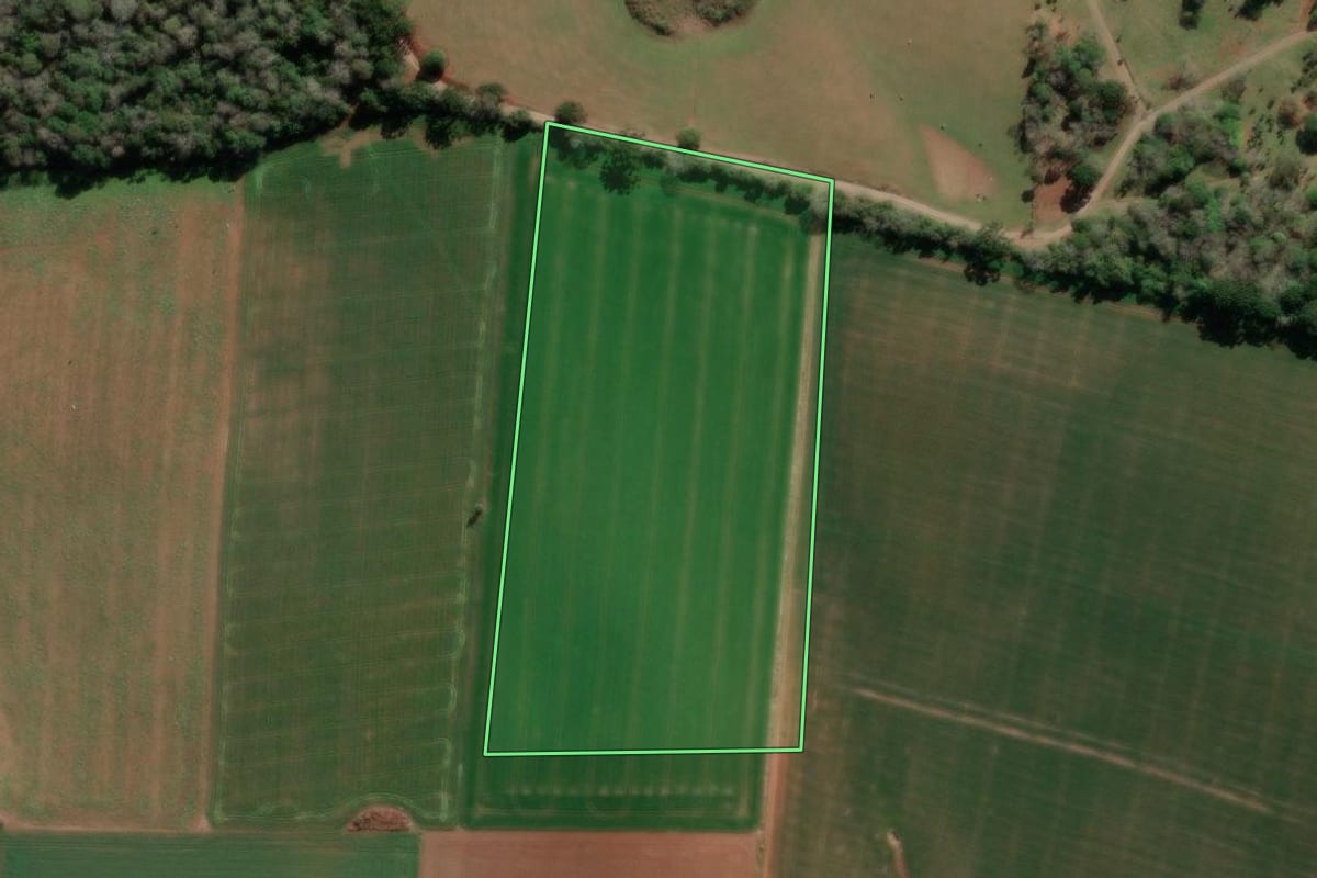 Imagem de satélite do imóvel rural em Imbituva (PR), com o contorno declarado no CAR desenhado por cima.
