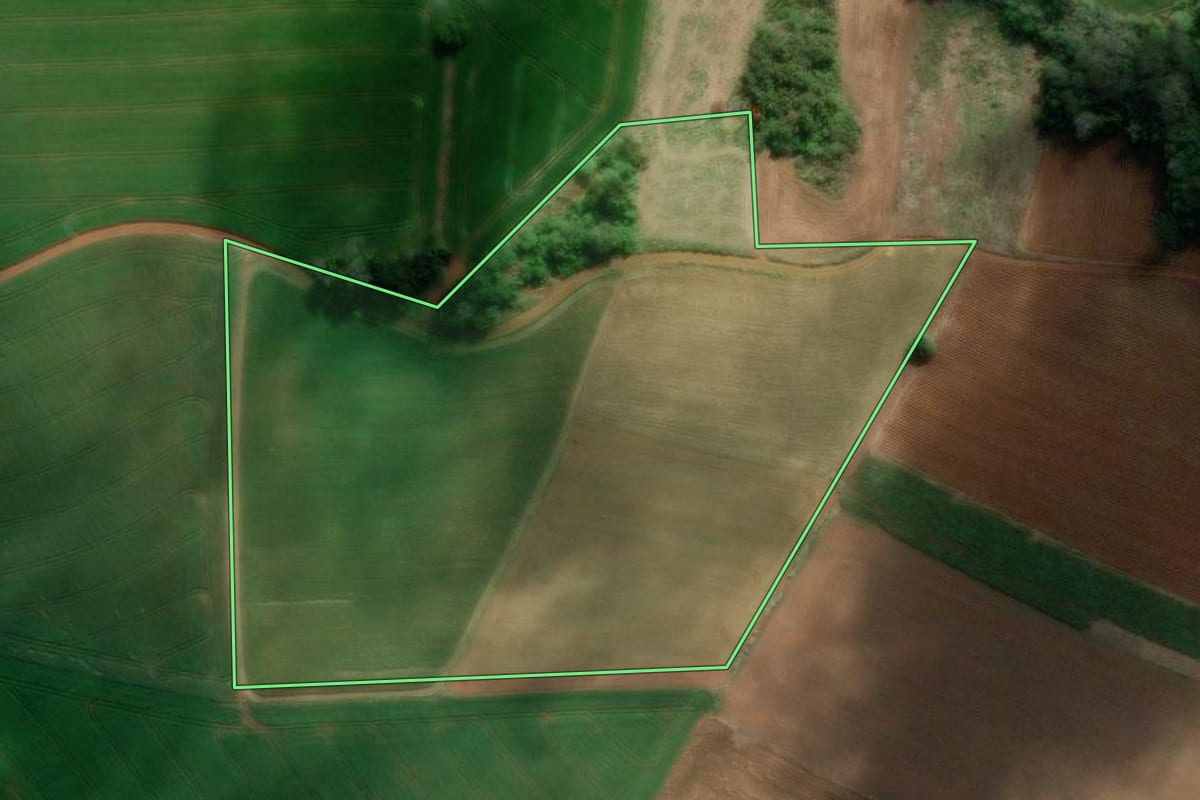 Imagem de satélite do imóvel rural em Imbituva (PR), com o contorno declarado no CAR desenhado por cima.