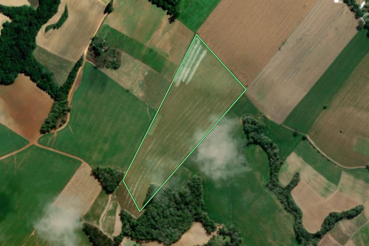 Imagem de satélite do imóvel rural em Imbituva (PR), com o contorno declarado no CAR desenhado por cima.