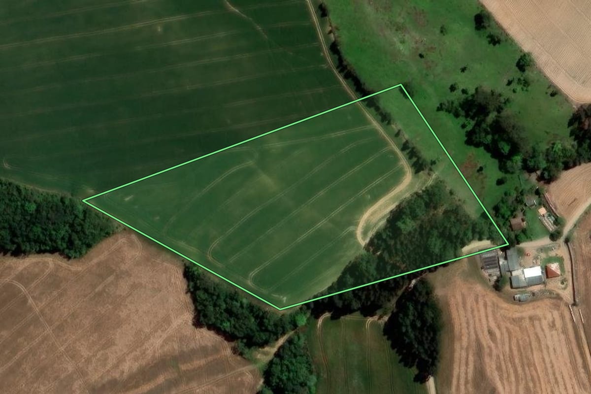 Imagem de satélite do imóvel rural em Ipiranga (PR), com o contorno declarado no CAR desenhado por cima.