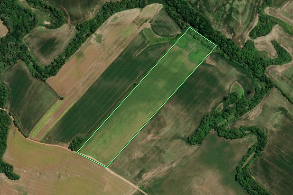Imagem de satélite do imóvel rural em Irati (PR), com o contorno declarado no CAR desenhado por cima.