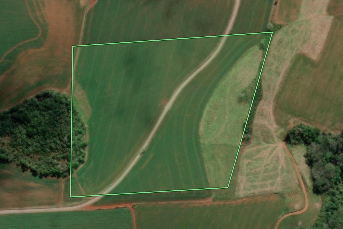 Imagem de satélite do imóvel rural em Irati (PR), com o contorno declarado no CAR desenhado por cima.
