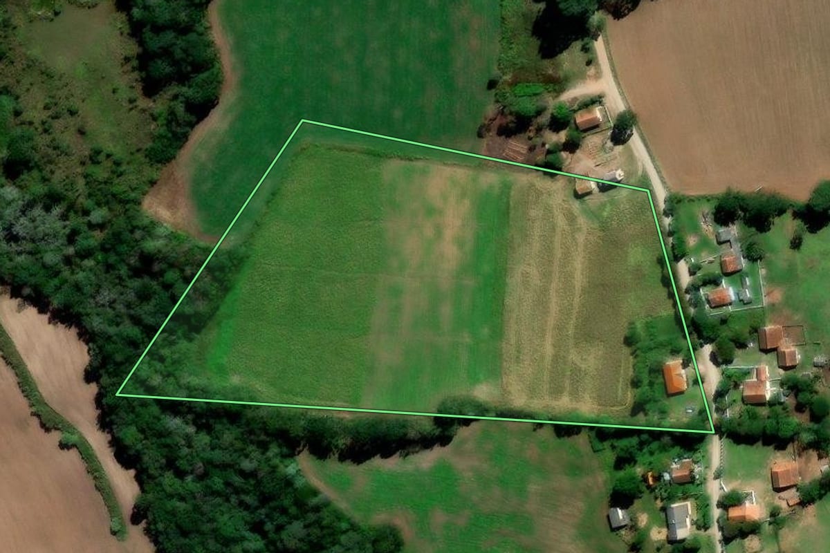 Imagem de satélite do imóvel rural em Irati (PR), com o contorno declarado no CAR desenhado por cima.