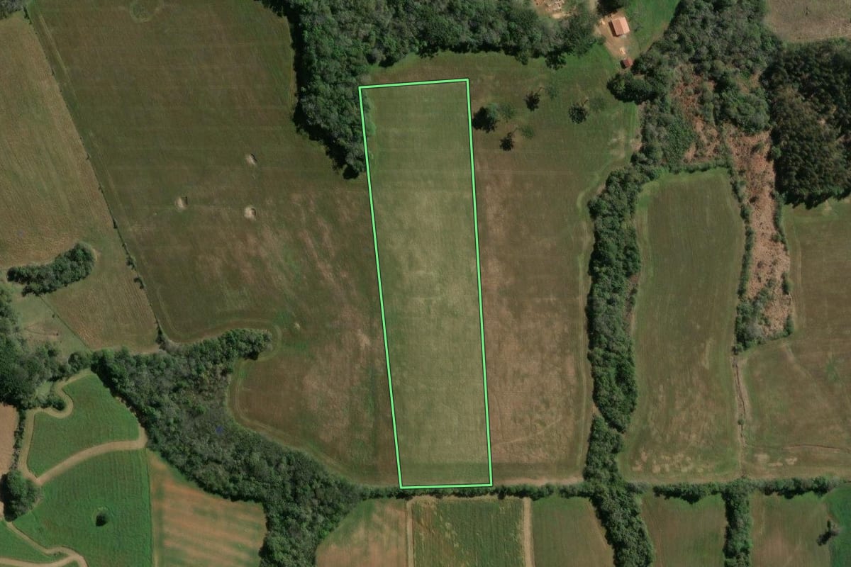 Imagem de satélite do imóvel rural em Irati (PR), com o contorno declarado no CAR desenhado por cima.