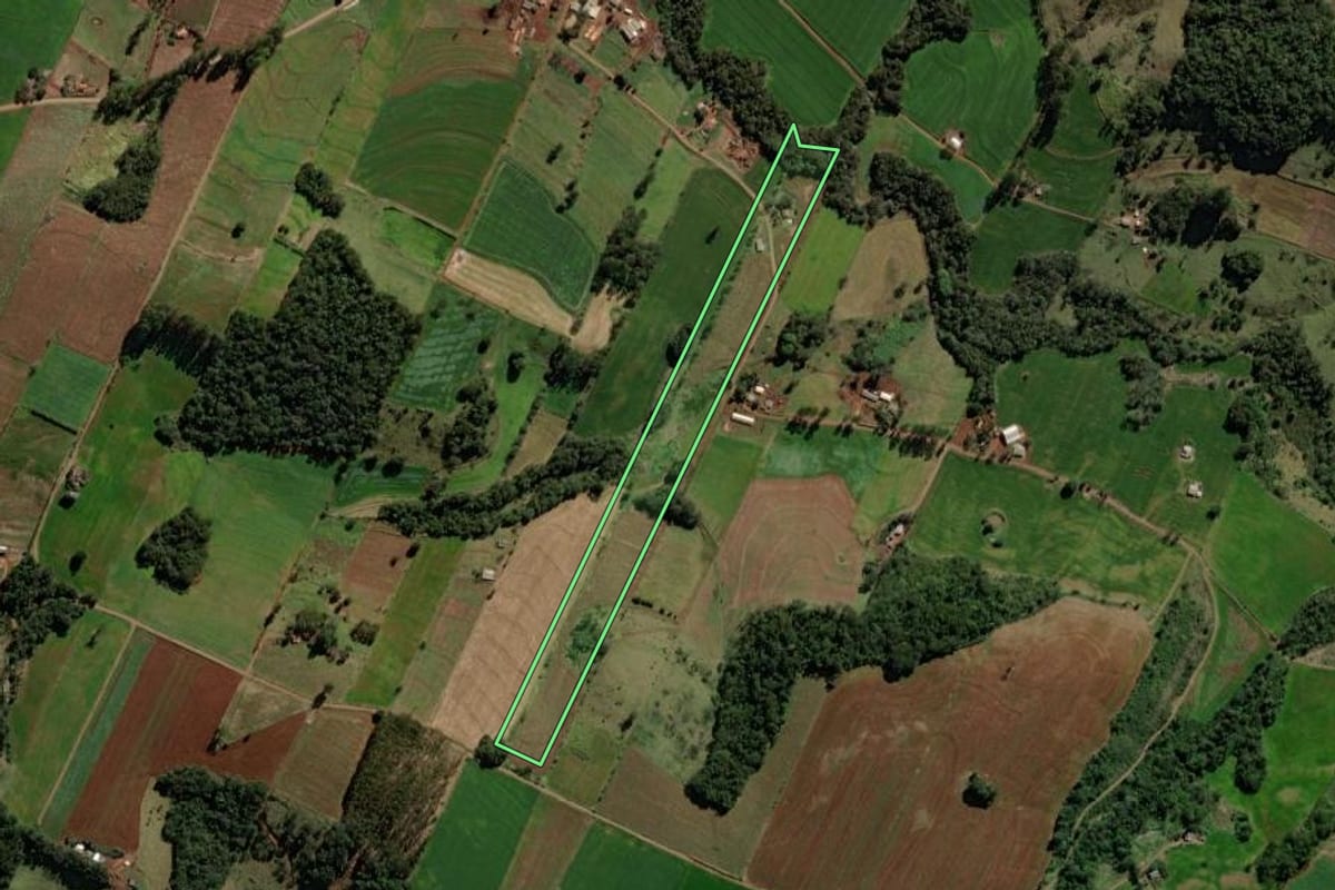 Imagem de satélite do imóvel rural em Iretama (PR), com o contorno declarado no CAR desenhado por cima.