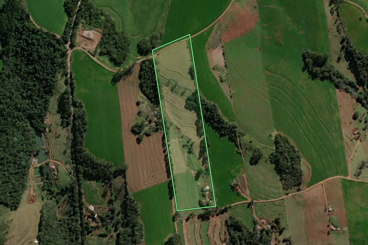 Imagem de satélite do imóvel rural em Iretama (PR), com o contorno declarado no CAR desenhado por cima.