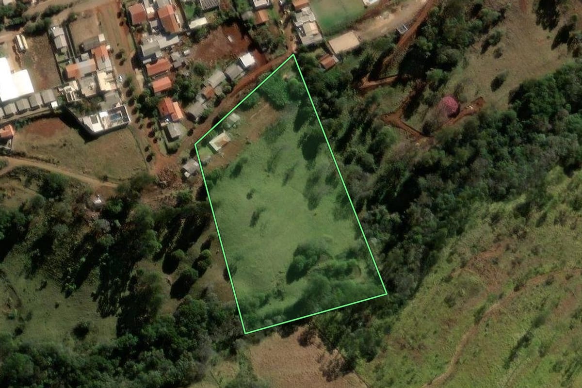 Imagem de satélite do imóvel rural em Iretama (PR), com o contorno declarado no CAR desenhado por cima.