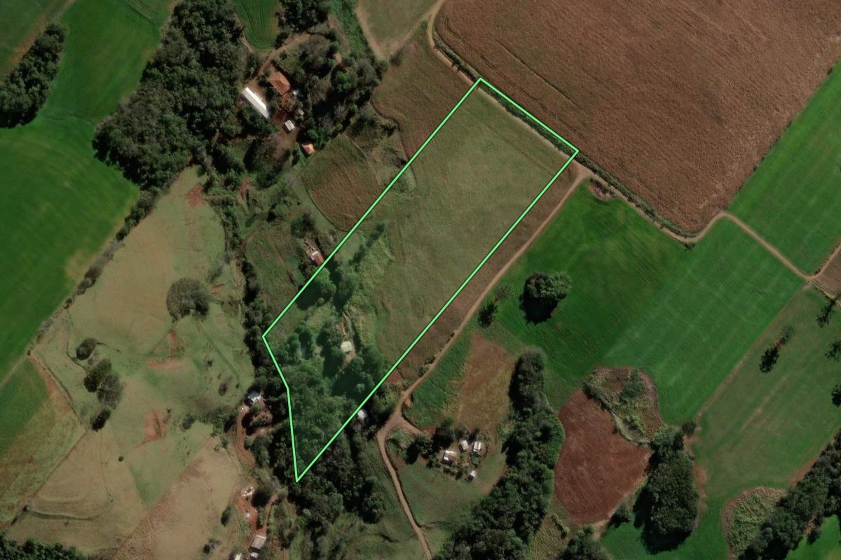 Imagem de satélite do imóvel rural em Iretama (PR), com o contorno declarado no CAR desenhado por cima.