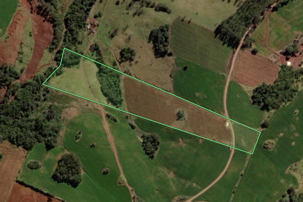 Imagem de satélite do imóvel rural em Iretama (PR), com o contorno declarado no CAR desenhado por cima.
