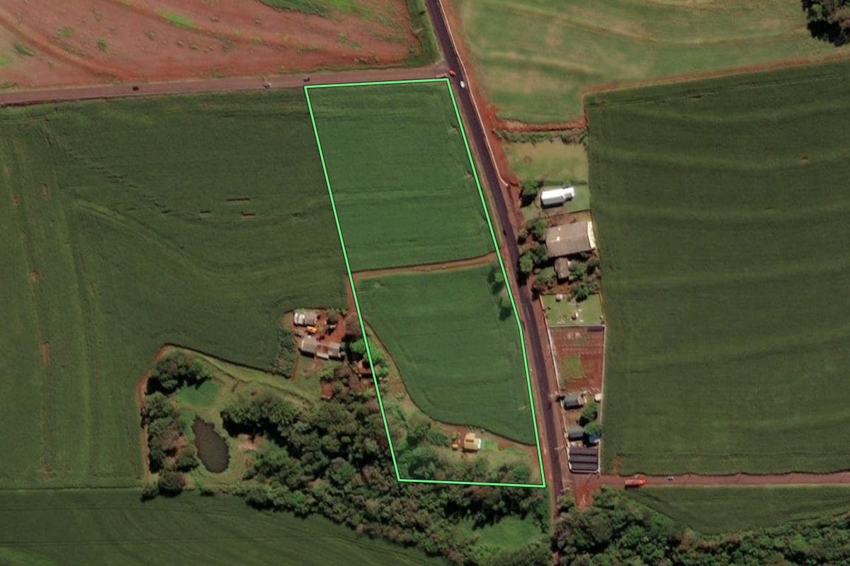 Imagem de satélite do imóvel rural em Itaipulândia (PR), com o contorno declarado no CAR desenhado por cima.