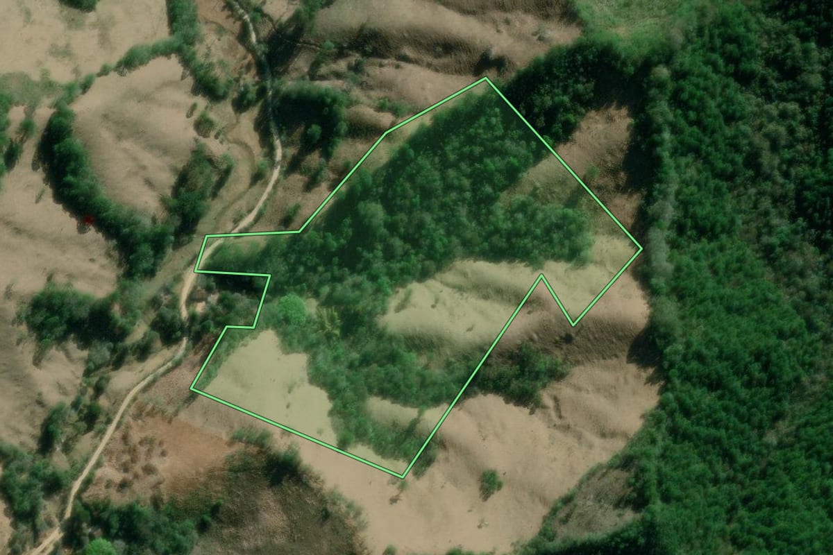 Imagem de satélite do imóvel rural em Itaperuçu (PR), com o contorno declarado no CAR desenhado por cima.