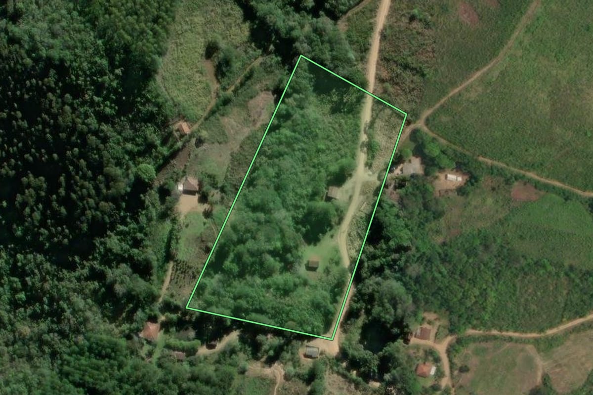 Imagem de satélite do imóvel rural em Itaperuçu (PR), com o contorno declarado no CAR desenhado por cima.