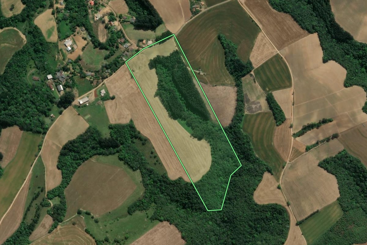 Imagem de satélite do imóvel rural em Ivaí (PR), com o contorno declarado no CAR desenhado por cima.