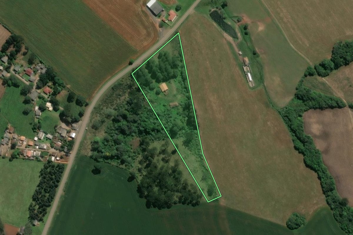 Imagem de satélite do imóvel rural em Ivaí (PR), com o contorno declarado no CAR desenhado por cima.
