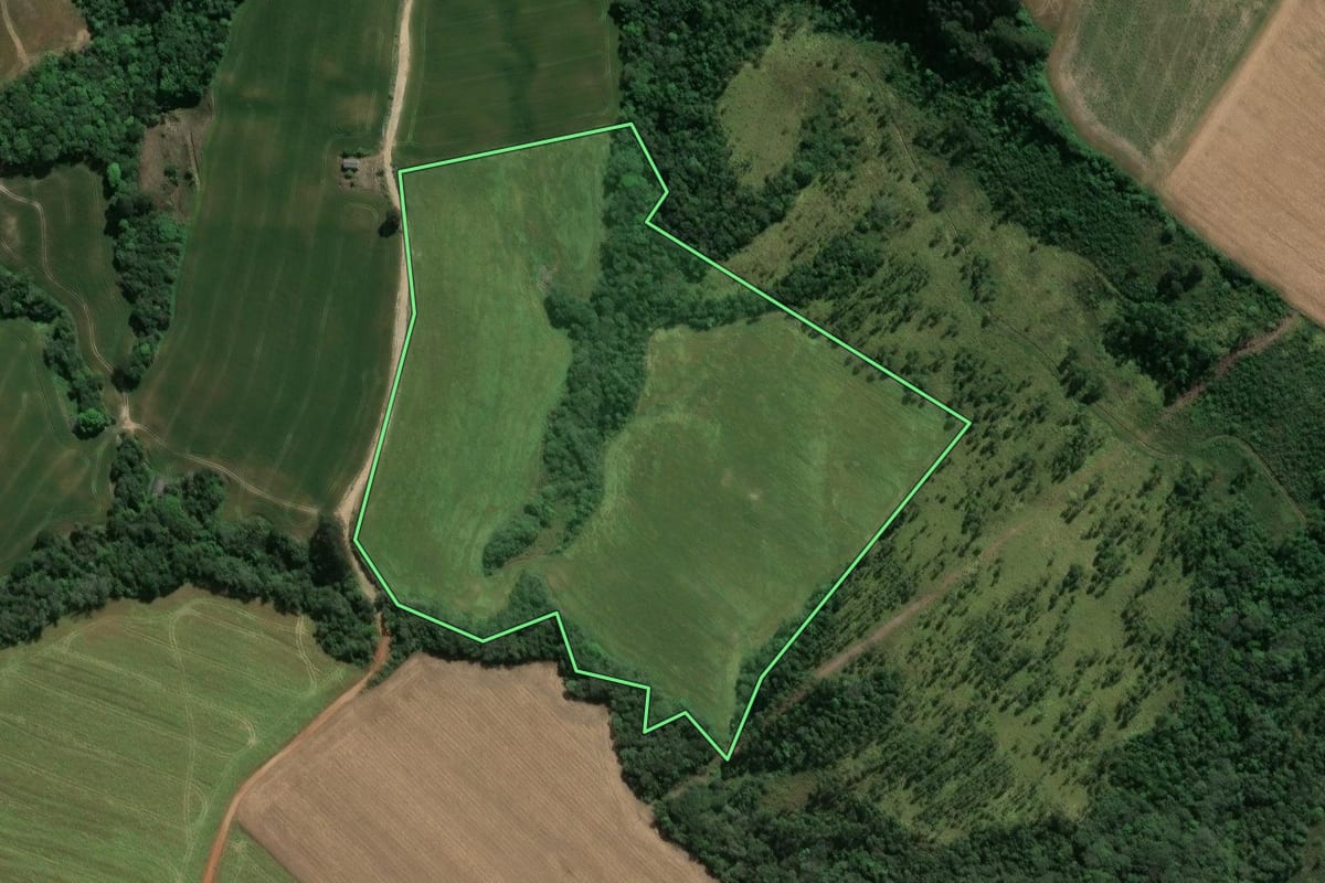Imagem de satélite do imóvel rural em Ivaí (PR), com o contorno declarado no CAR desenhado por cima.