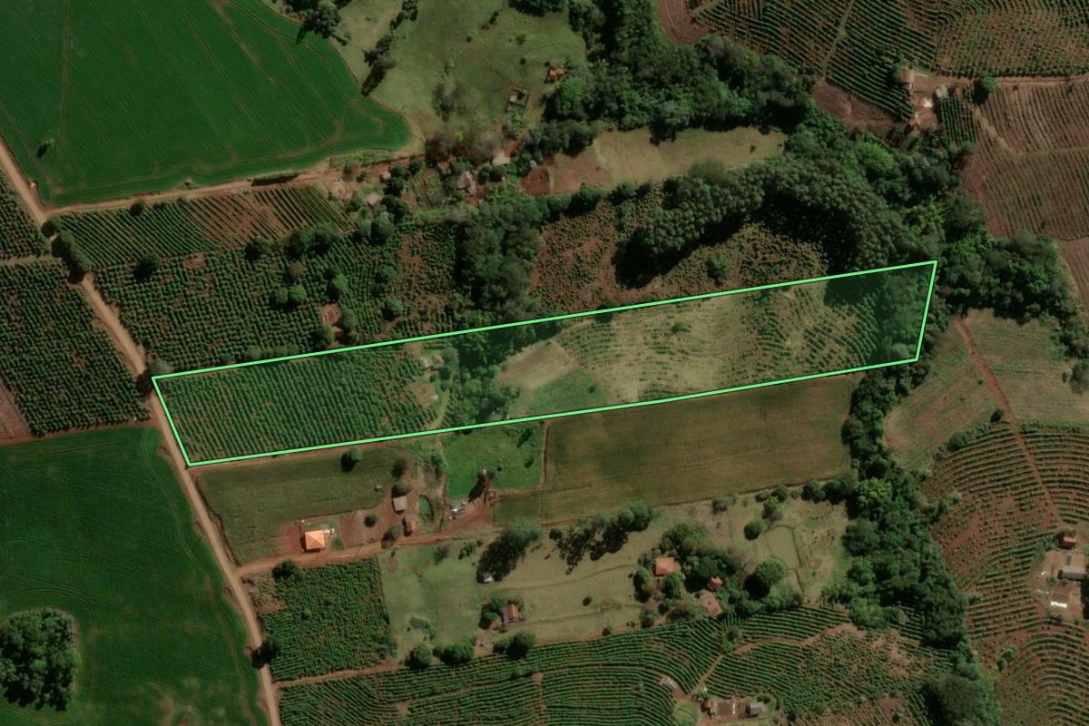 Imagem de satélite do imóvel rural em Ivaiporã (PR), com o contorno declarado no CAR desenhado por cima.