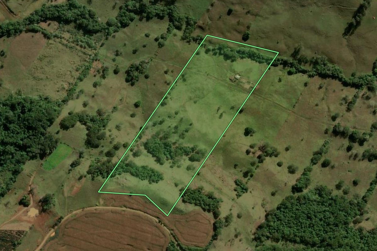Imagem de satélite do imóvel rural em Ivaiporã (PR), com o contorno declarado no CAR desenhado por cima.