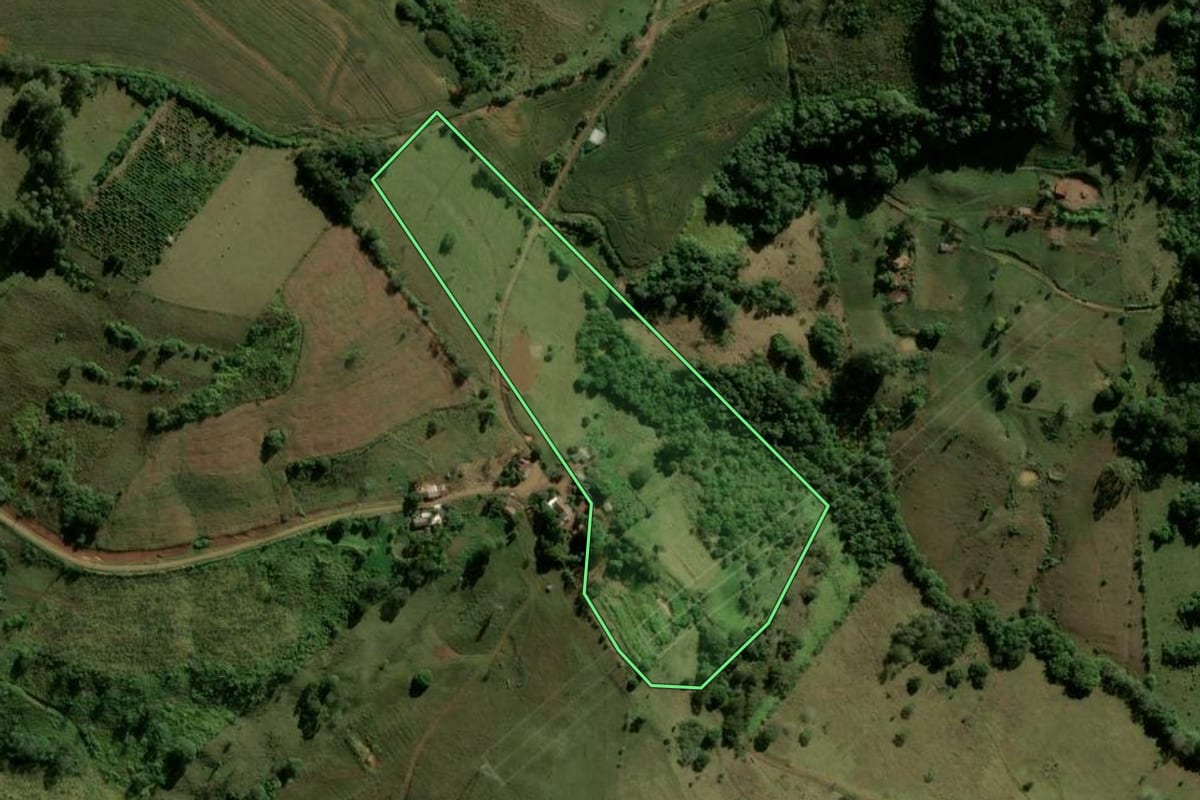 Imagem de satélite do imóvel rural em Ivaiporã (PR), com o contorno declarado no CAR desenhado por cima.