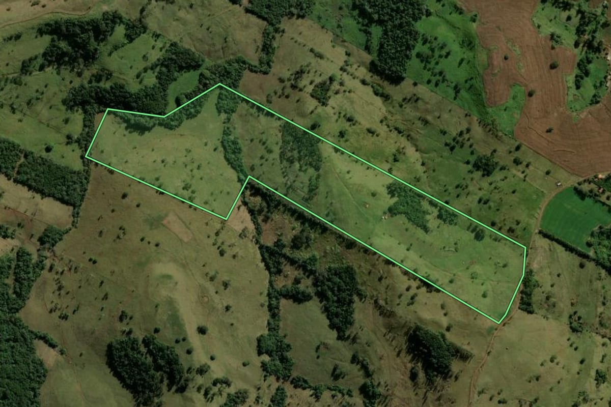 Imagem de satélite do imóvel rural em Ivaiporã (PR), com o contorno declarado no CAR desenhado por cima.