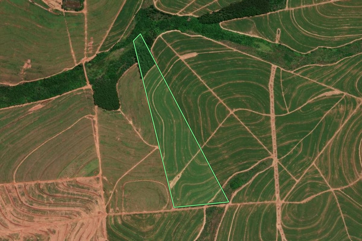Imagem de satélite do imóvel rural em Ivaté (PR), com o contorno declarado no CAR desenhado por cima.