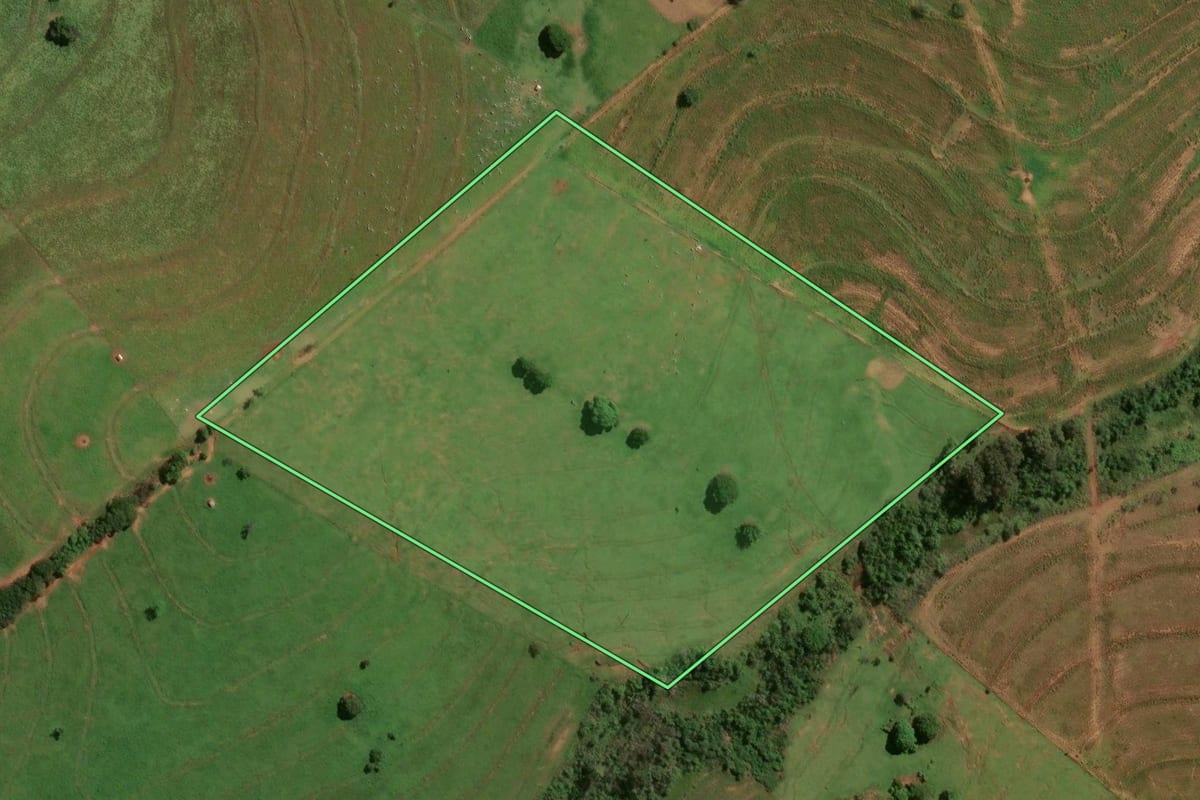 Imagem de satélite do imóvel rural em Ivaté (PR), com o contorno declarado no CAR desenhado por cima.