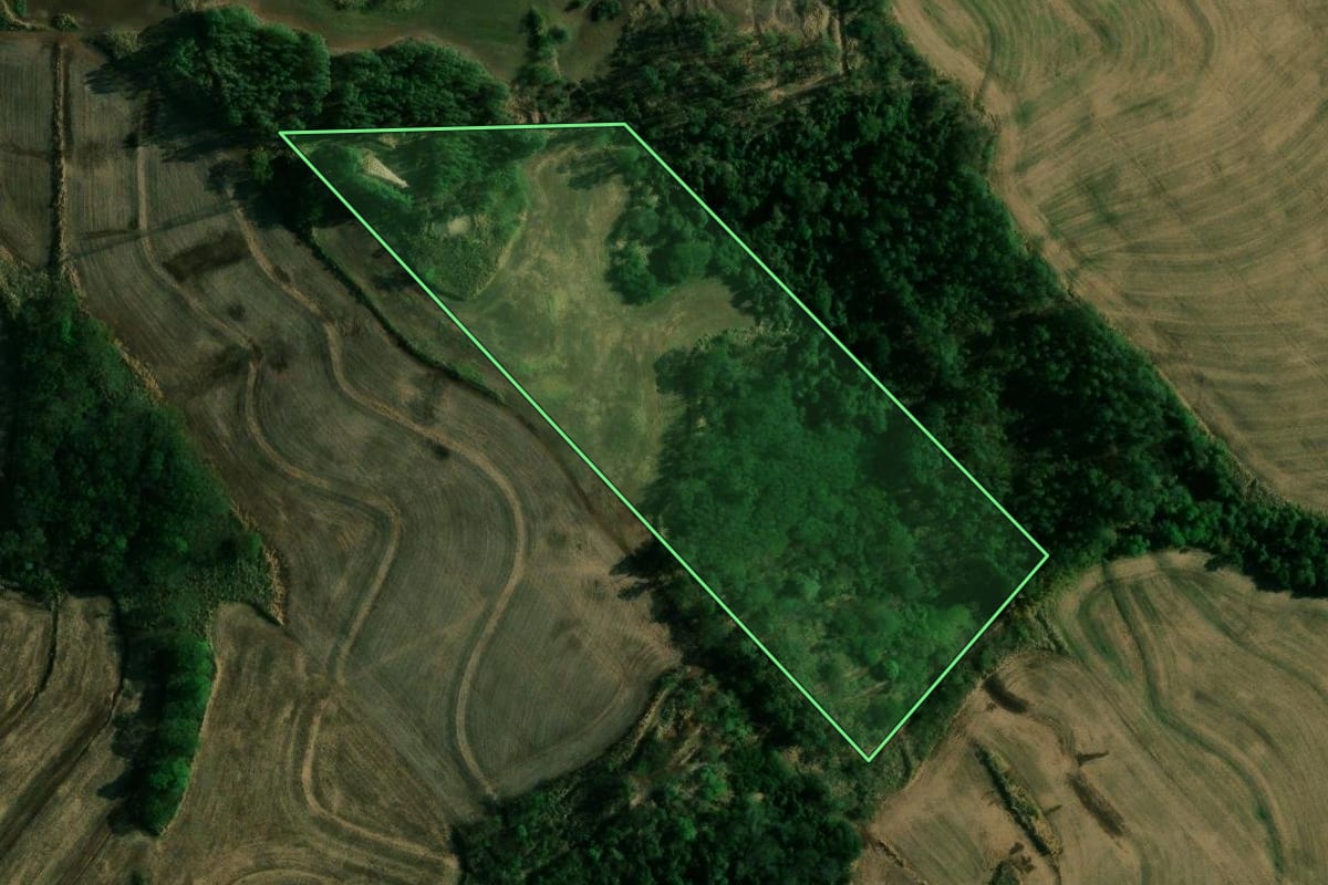 Imagem de satélite do imóvel rural em Ivatuba (PR), com o contorno declarado no CAR desenhado por cima.
