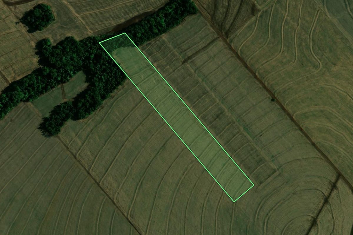Imagem de satélite do imóvel rural em Ivatuba (PR), com o contorno declarado no CAR desenhado por cima.