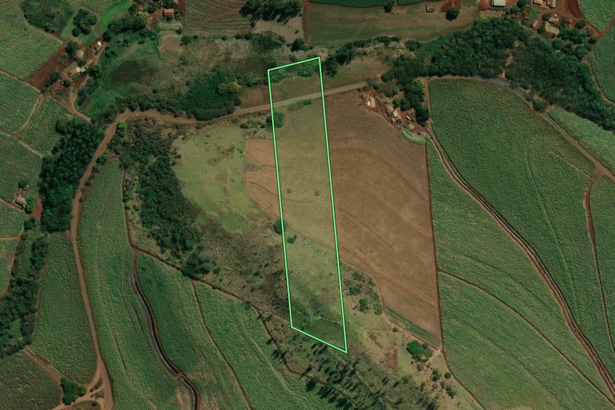 Imagem de satélite do imóvel rural em Jacarezinho (PR), com o contorno declarado no CAR desenhado por cima.
