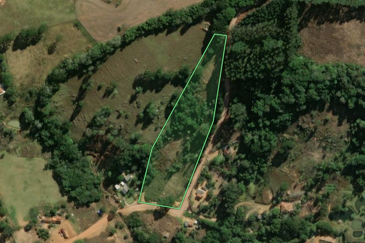 Imagem de satélite do imóvel rural em Jaguariaíva (PR), com o contorno declarado no CAR desenhado por cima.