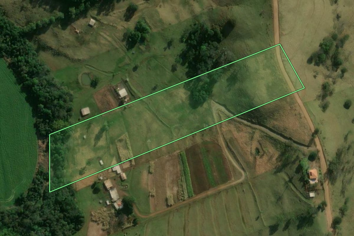 Imagem de satélite do imóvel rural em Jandaia do Sul (PR), com o contorno declarado no CAR desenhado por cima.