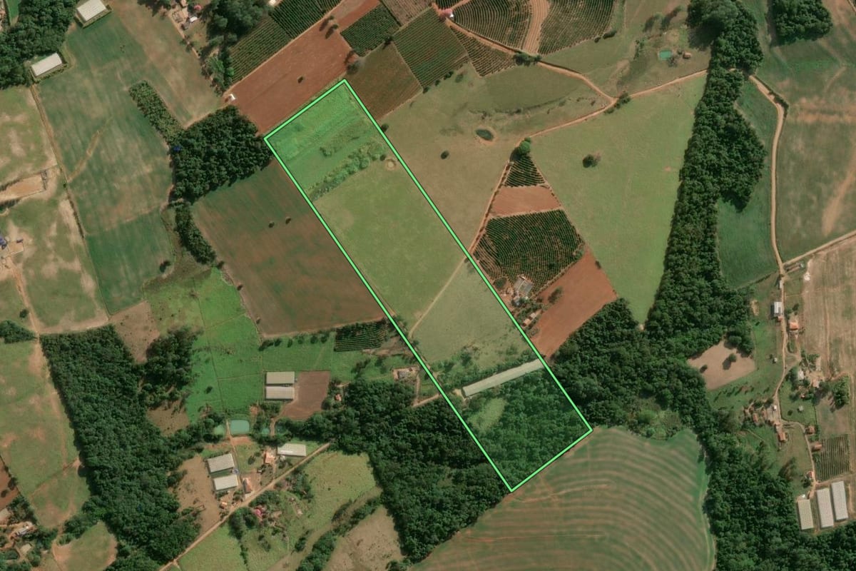 Imagem de satélite do imóvel rural em Japira (PR), com o contorno declarado no CAR desenhado por cima.